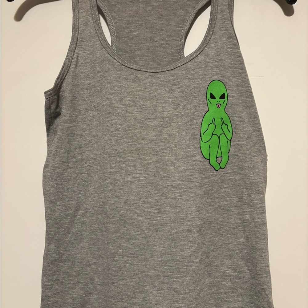 Anvil Gray Tank Top with Green Alien Design